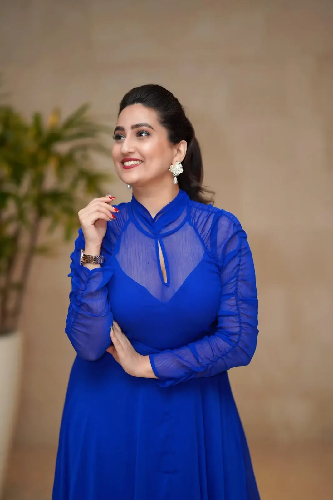SOUTH TV ACTRESS RAMPALLI MANJUSHA IN BLUE GOWN 2